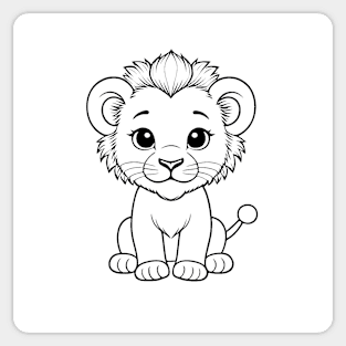 Cute Baby Lion Animal Outline Sticker